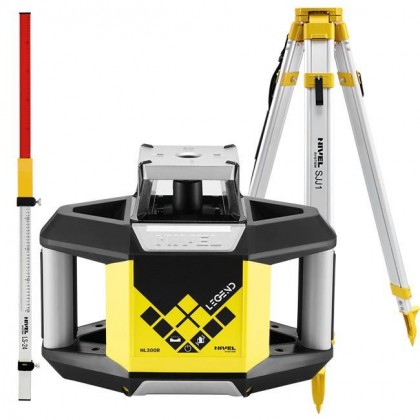 NIVEL SYSTEM digitalni rotacijski crveni laserski nivelir (NL300R SET) + laserska letva (LS-24) + stativ (SJJ1)